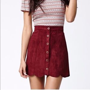 Kendall + Kylie Pacsun burgundy suede skirt